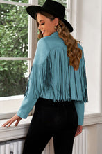 Load image into Gallery viewer, Fringe Trim Lapel Collar Cropped Blazer