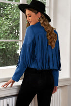 Load image into Gallery viewer, Fringe Trim Lapel Collar Cropped Blazer