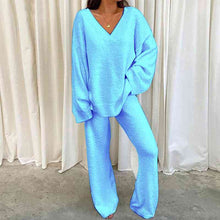 Load image into Gallery viewer, V-Neck Long Sleeve Top and Long Pants Set