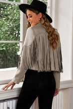 Load image into Gallery viewer, Fringe Trim Lapel Collar Cropped Blazer