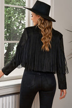 Load image into Gallery viewer, Fringe Trim Lapel Collar Cropped Blazer