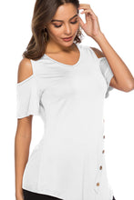 Load image into Gallery viewer, Round Neck Cold Shoulder Blouse - Alycia Mikay Fashion 