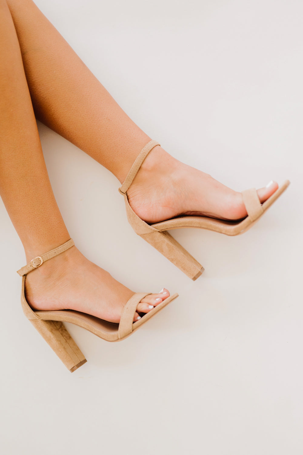 Standing Tall Square Toe Block Heel Sandals in Taupe