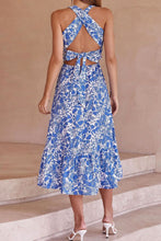 Load image into Gallery viewer, Floral Crisscross Tie Back Midi Dress