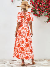 Load image into Gallery viewer, Floral Round Neck Tied Open Back Dress