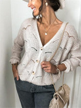 Load image into Gallery viewer, Openwork Button Up Long Sleeve Cardigan