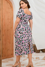 Load image into Gallery viewer, Plus Size Floral Ruched Slit Midi Dress