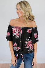 Load image into Gallery viewer, Black Floral Off The Shoulder Top - Alycia Mikay Fashion 