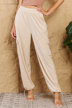 Load image into Gallery viewer, High Waist Drawstring Cargo Pants in Ivory