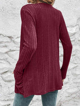 Load image into Gallery viewer, Ribbed Open Front Cardigan with Pockets