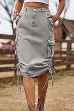 Load image into Gallery viewer, Drawstring Denim Cargo Skirt