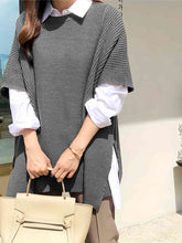 Load image into Gallery viewer, Plus Size Round Neck Slit Short Sleeve Sweater