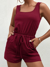Load image into Gallery viewer, Square Neck Sleeveless Romper with Pockets