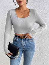 Load image into Gallery viewer, Scoop Neck Cropped Long Sleeve Blouse