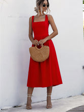 Load image into Gallery viewer, Square Neck Sleeveless Smocked Midi Dress