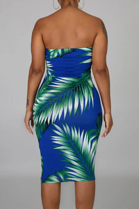 Tropical Print Tube Bodycon Dress - Alycia Mikay Fashion 