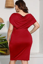 Load image into Gallery viewer, Plus Size Ruched V-Neck Dress