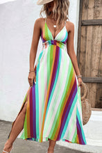 Load image into Gallery viewer, Multicolored Stripe Crisscross Backless Dress