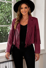 Load image into Gallery viewer, Fringe Trim Lapel Collar Cropped Blazer