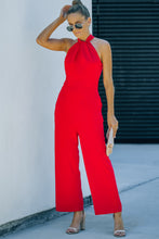 Load image into Gallery viewer, Twisted Grecian Neck Wide Leg Jumpsuit
