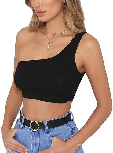 Women's Sleeveless Sexy One Shoulder Strappy