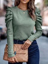 Load image into Gallery viewer, Round Neck Puff Sleeve Sleeve Blouse