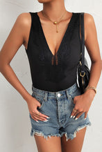 Load image into Gallery viewer, Spliced Lace Deep V Sleeveless Bodysuit