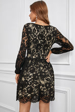 Load image into Gallery viewer, Long Sleeve Surplice Neck Lace Dress