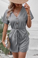 Load image into Gallery viewer, V-Neck Short Sleeve Tied Romper