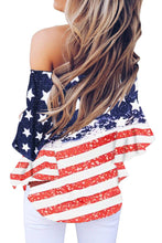 Load image into Gallery viewer, Stars and Stripes Print Off The Shoulder Blouse - Alycia Mikay Fashion 