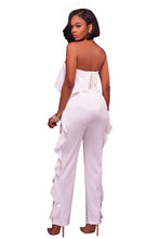 Load image into Gallery viewer, White Delicate Ruffle Trim Strapless Jumpsuit - Alycia Mikay Fashion 