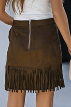Load image into Gallery viewer, Fringe Detail Zip-Back Skirt with Pockets