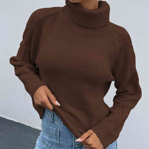Turtleneck Dropped Shoulder Long Sleeve Sweater
