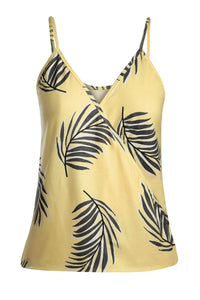 Yellow Tropical Plant Print Tank Top - Alycia Mikay Fashion 