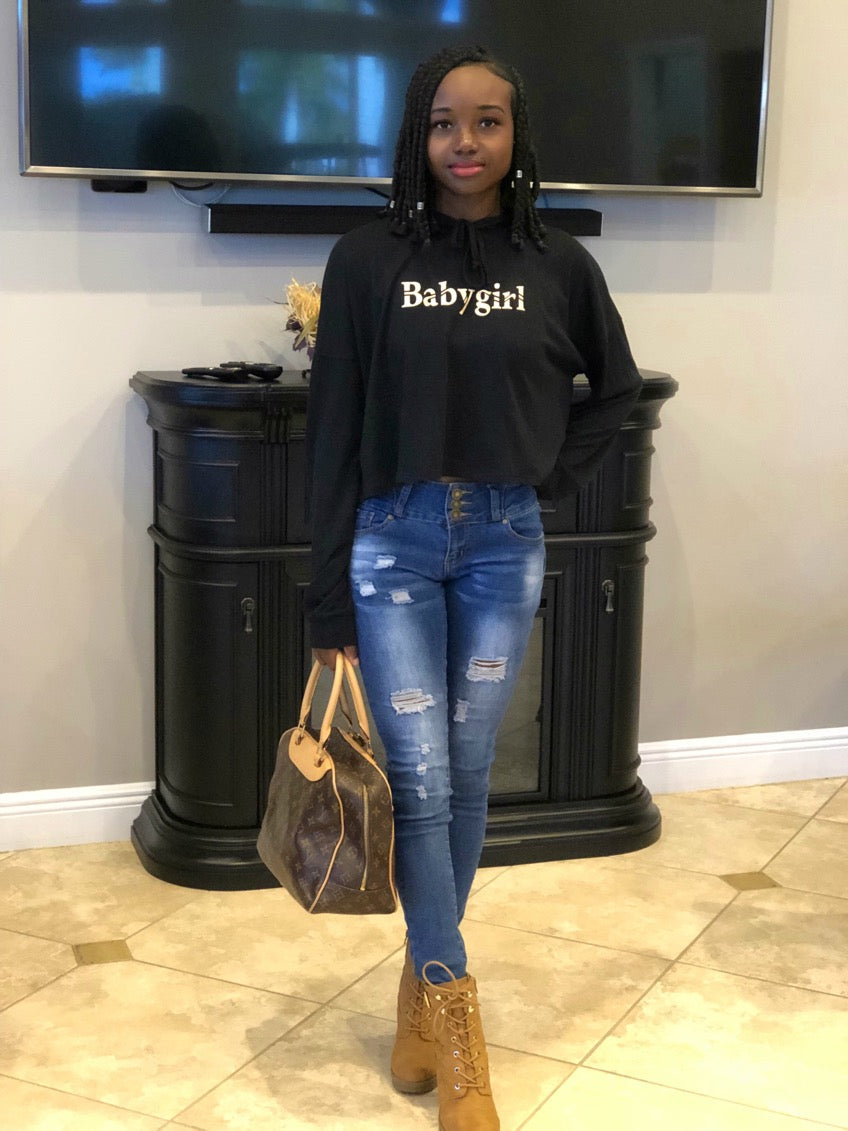 Babygirl Cropped Hoodie - Alycia Mikay Fashion 
