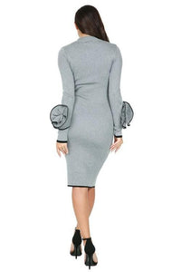 3D Flower Sleeve Sweater Dress - Alycia Mikay Fashion 