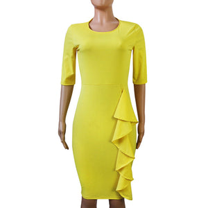 Sexy 3/4 Sleeve Ruffle Accent Dress - Alycia Mikay Fashion 