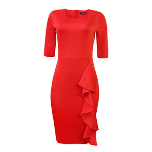 Sexy 3/4 Sleeve Ruffle Accent Dress - Alycia Mikay Fashion 