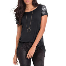 Load image into Gallery viewer, Sequin  Sleeve Fashion T-Shirt - Alycia Mikay Fashion 
