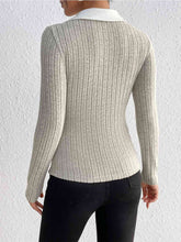 Load image into Gallery viewer, Ribbed Johnny Collar Long Sleeve Blouse