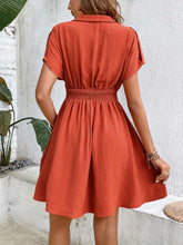 Load image into Gallery viewer, Collared Neck Short Sleeve Twisted Dress