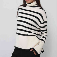 Load image into Gallery viewer, Striped Turtleneck Flare Sleeve Sweater