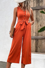 Load image into Gallery viewer, Tie Belt Sleeveless Jumpsuit with Pockets