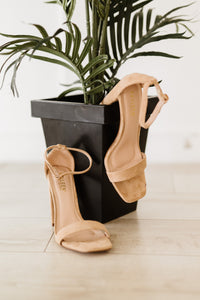 Standing Tall Square Toe Block Heel Sandals in Taupe