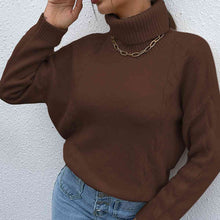 Load image into Gallery viewer, Turtleneck Dropped Shoulder Long Sleeve Sweater