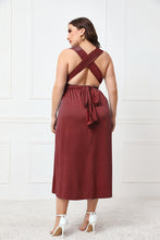 Load image into Gallery viewer, Plus Size Tied Surplice Sleeveless Midi Dress