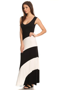 Women's Striped Sleeveless Maxi Summer Dress - Alycia Mikay Fashion 