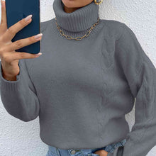 Load image into Gallery viewer, Turtleneck Dropped Shoulder Long Sleeve Sweater