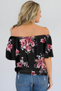 Black Floral Off The Shoulder Top - Alycia Mikay Fashion 
