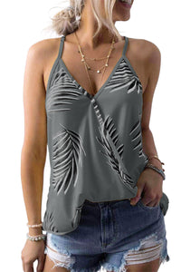 Gray Tropical Print Tank Top - Alycia Mikay Fashion 